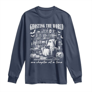 Funny Halloween Book Lover Long Sleeve Shirt Ghosting The World One Chapter At A Time
