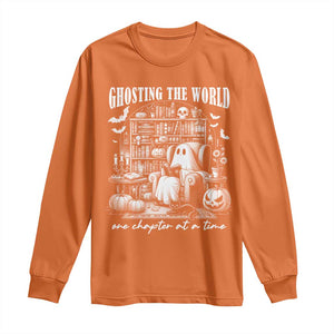 Funny Halloween Book Lover Long Sleeve Shirt Ghosting The World One Chapter At A Time