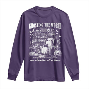 Funny Halloween Book Lover Long Sleeve Shirt Ghosting The World One Chapter At A Time