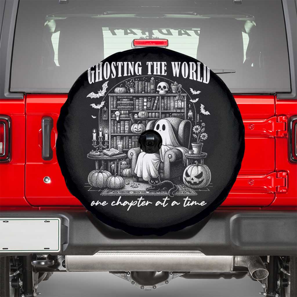 Funny Halloween Book Lover Spare Tire Cover Ghosting The World One Chapter At A Time