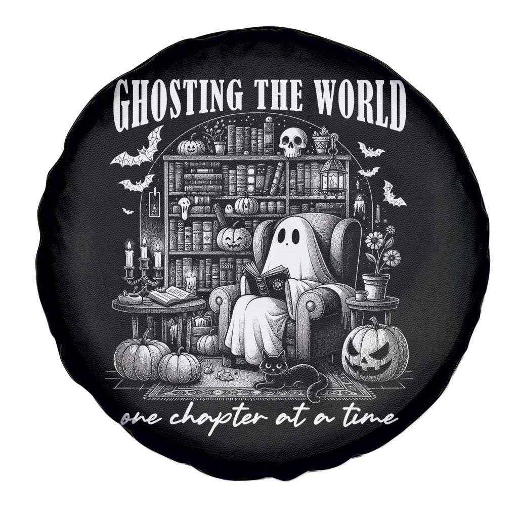Funny Halloween Book Lover Spare Tire Cover Ghosting The World One Chapter At A Time