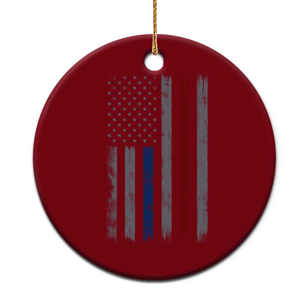 Firefighter Police American Flag Ceramic Ornament Patriotic First Responder Family