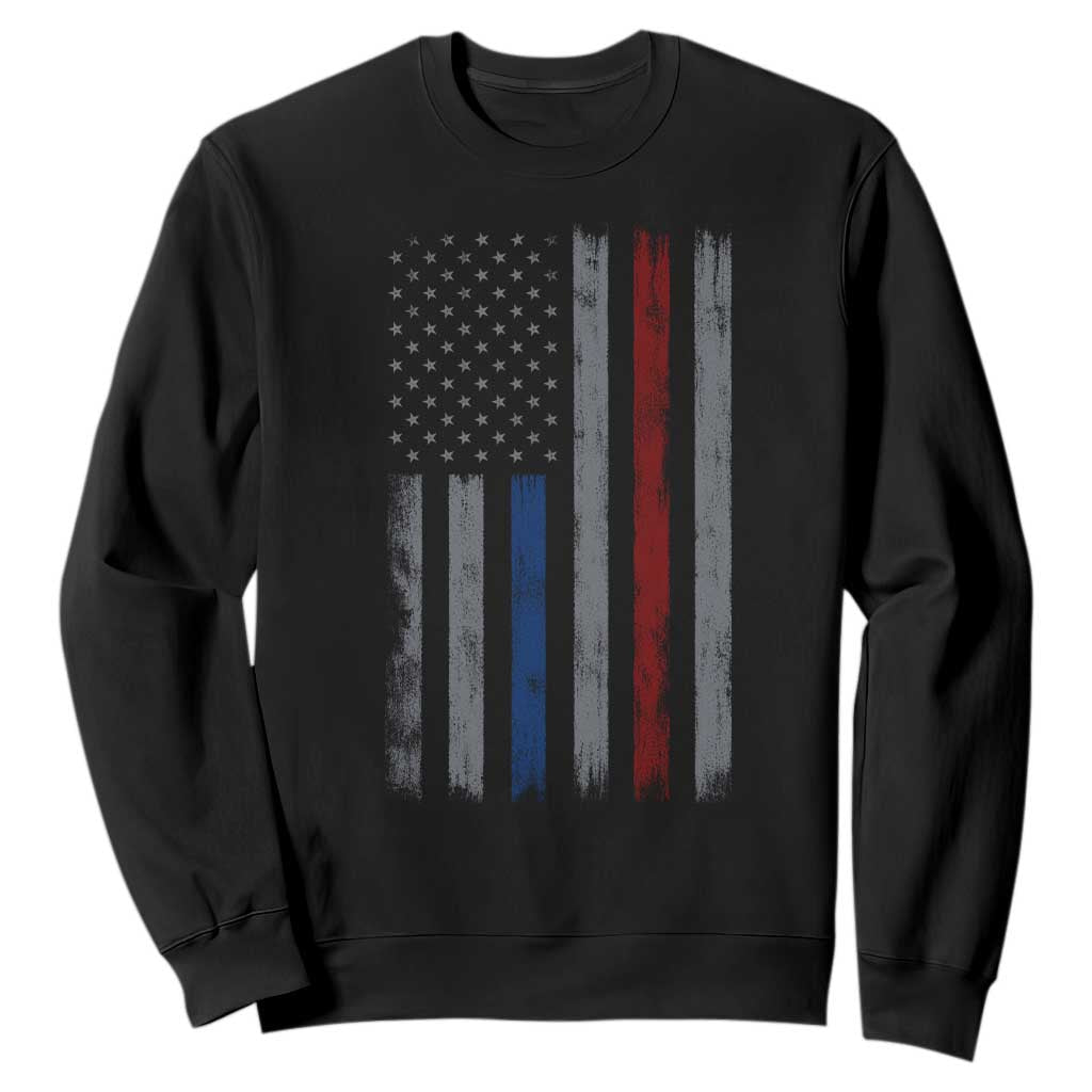 Firefighter Police American Flag Sweatshirt Patriotic First Responder Family