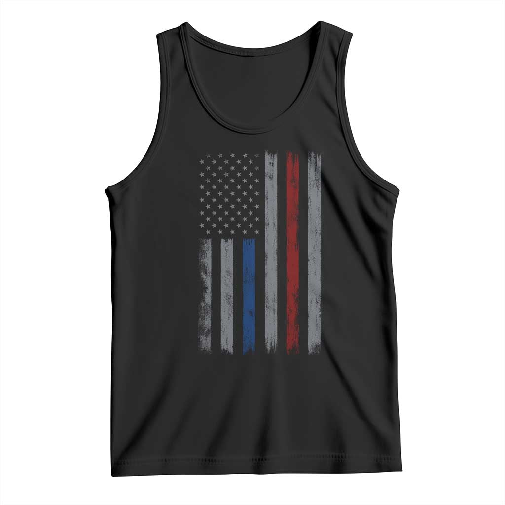 Firefighter Police American Flag Tank Top Patriotic First Responder Family
