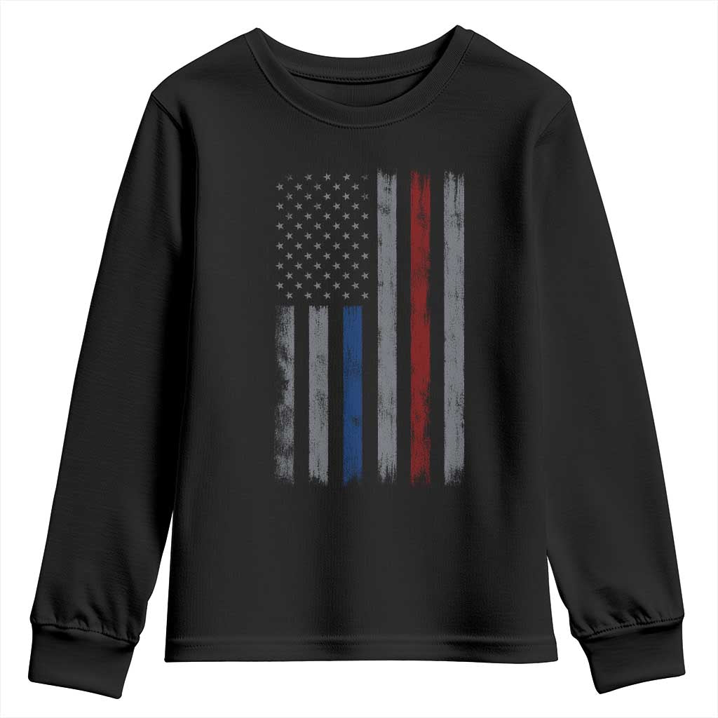 Firefighter Police American Flag Youth Sweatshirt Patriotic First Responder Family