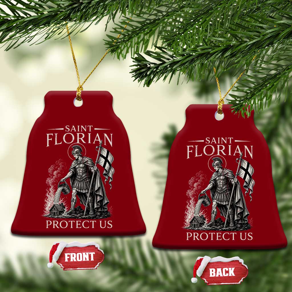 Saint Florian Protect Us Firefighters Patron Ceramic Ornament Catholic Fireman