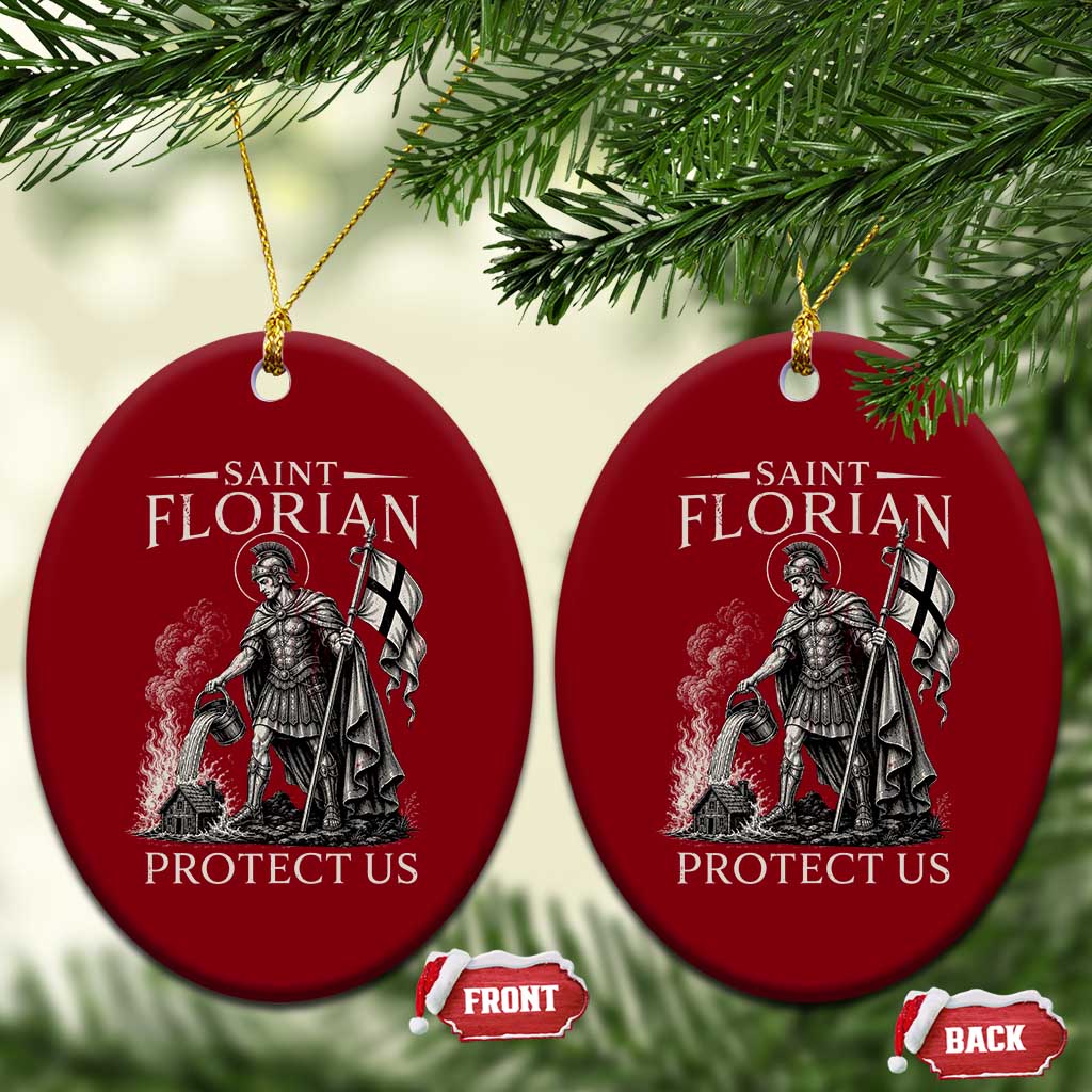 Saint Florian Protect Us Firefighters Patron Ceramic Ornament Catholic Fireman