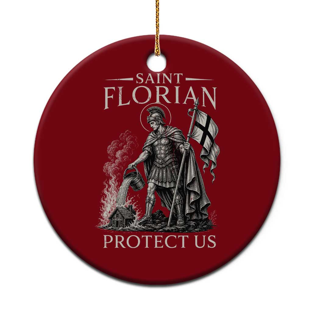 Saint Florian Protect Us Firefighters Patron Ceramic Ornament Catholic Fireman