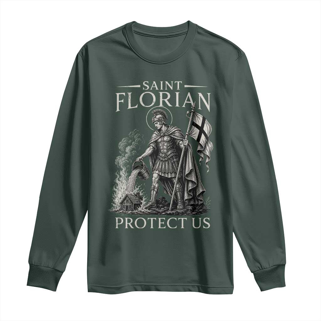 Saint Florian Protect Us Firefighters Patron Long Sleeve Shirt Catholic Fireman