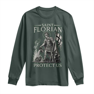 Saint Florian Protect Us Firefighters Patron Long Sleeve Shirt Catholic Fireman