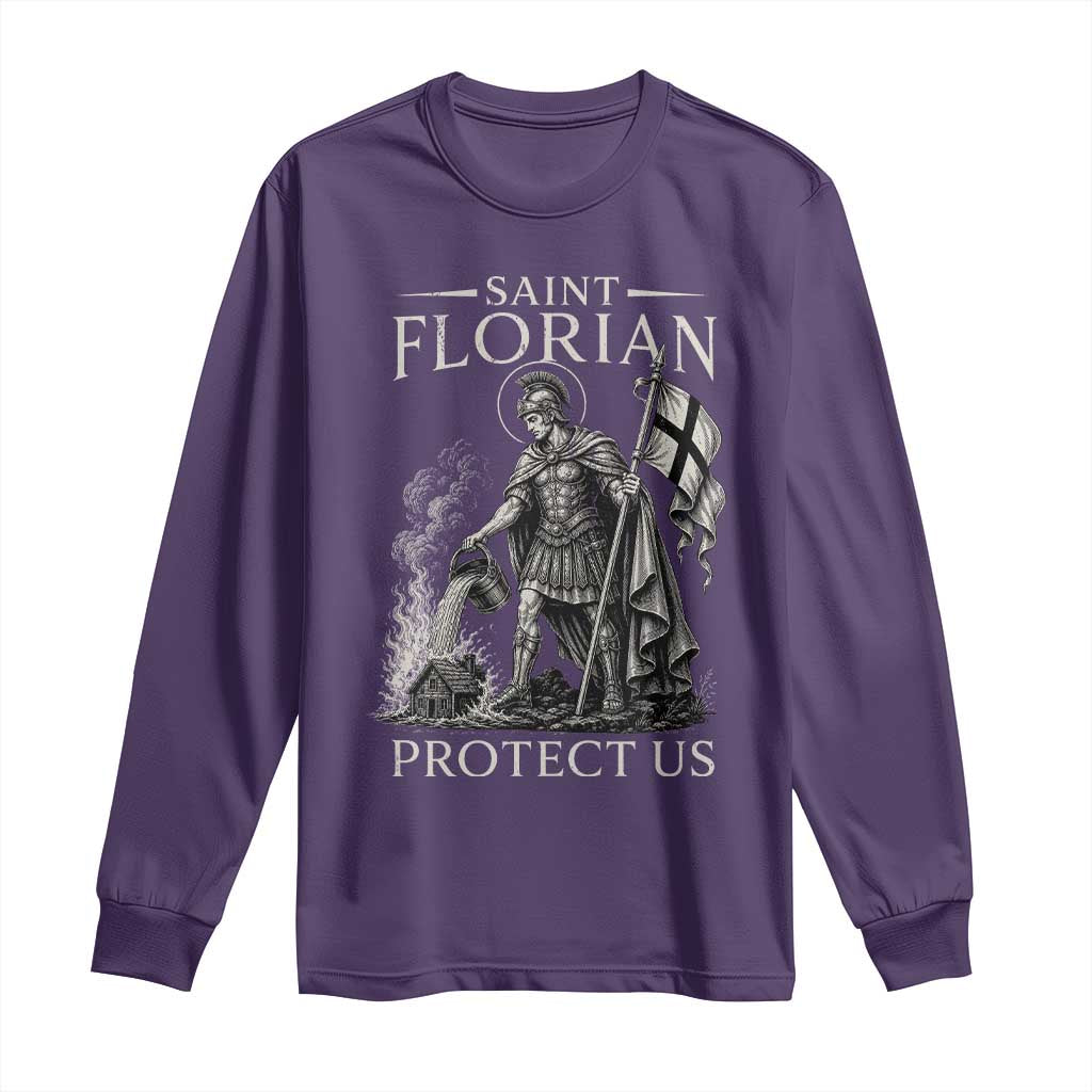 Saint Florian Protect Us Firefighters Patron Long Sleeve Shirt Catholic Fireman