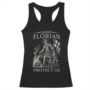 Saint Florian Protect Us Firefighters Patron Racerback Tank Top Catholic Fireman