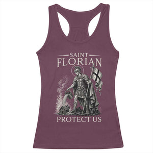 Saint Florian Protect Us Firefighters Patron Racerback Tank Top Catholic Fireman