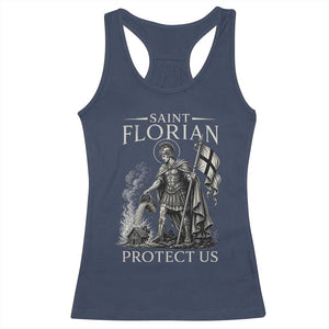Saint Florian Protect Us Firefighters Patron Racerback Tank Top Catholic Fireman