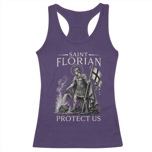Saint Florian Protect Us Firefighters Patron Racerback Tank Top Catholic Fireman