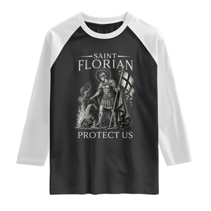 Saint Florian Protect Us Firefighters Patron Raglan Shirt Catholic Fireman