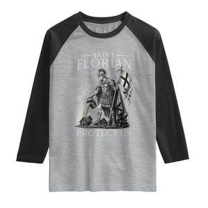 Saint Florian Protect Us Firefighters Patron Raglan Shirt Catholic Fireman