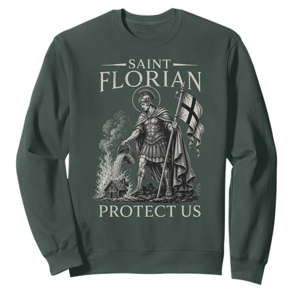 Saint Florian Protect Us Firefighters Patron Sweatshirt Catholic Fireman
