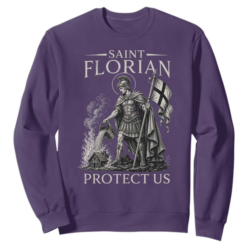 Saint Florian Protect Us Firefighters Patron Sweatshirt Catholic Fireman