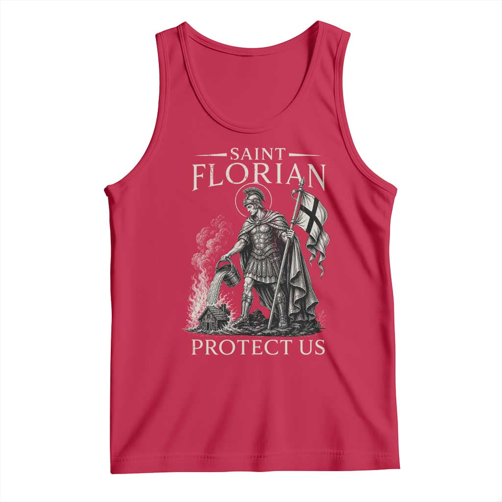 Saint Florian Protect Us Firefighters Patron Tank Top Catholic Fireman