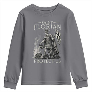Saint Florian Protect Us Firefighters Patron Youth Sweatshirt Catholic Fireman