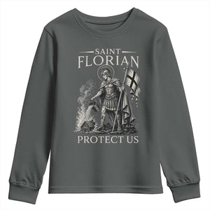 Saint Florian Protect Us Firefighters Patron Youth Sweatshirt Catholic Fireman