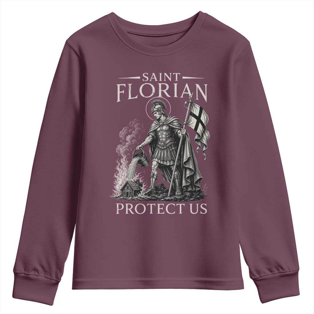 Saint Florian Protect Us Firefighters Patron Youth Sweatshirt Catholic Fireman