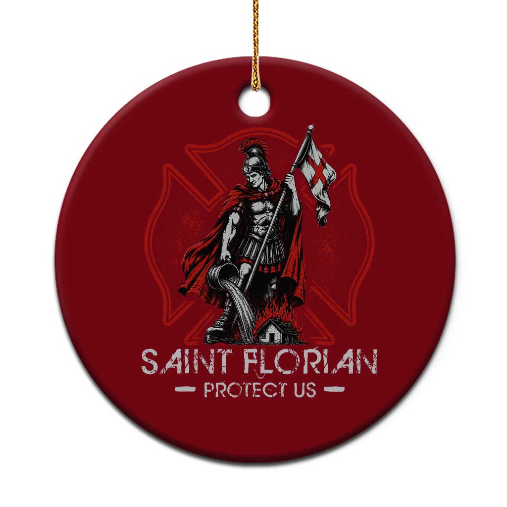 Saint Florian Protect Us Ceramic Ornament Patron Saint of Firefighters Catholic Christian Fireman