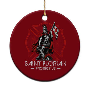 Saint Florian Protect Us Ceramic Ornament Patron Saint of Firefighters Catholic Christian Fireman