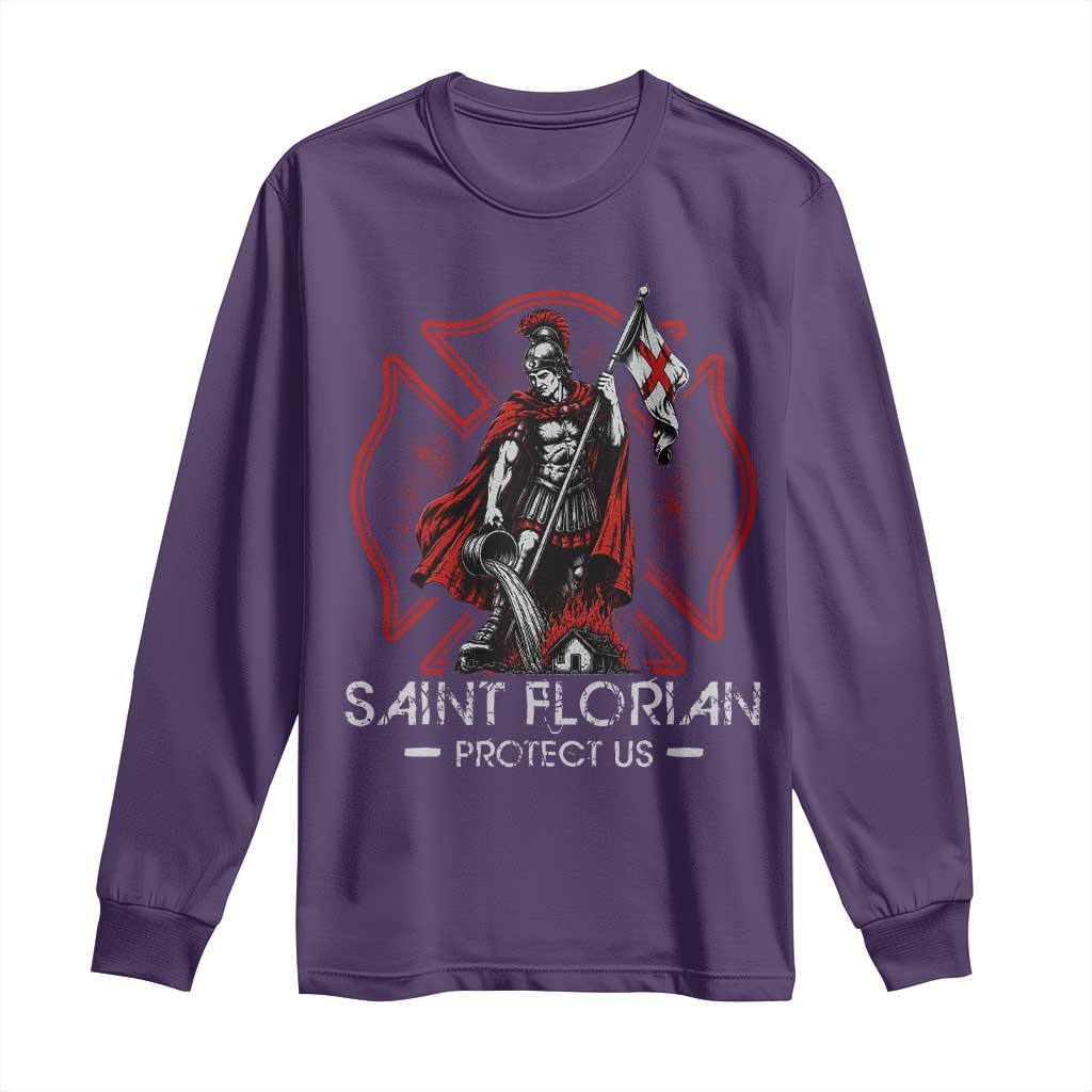 Saint Florian Protect Us Long Sleeve Shirt Patron Saint of Firefighters Catholic Christian Fireman