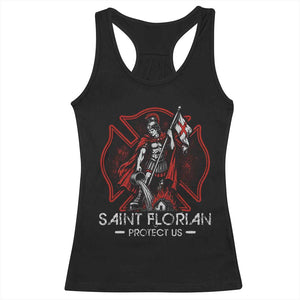 Saint Florian Protect Us Racerback Tank Top Patron Saint of Firefighters Catholic Christian Fireman