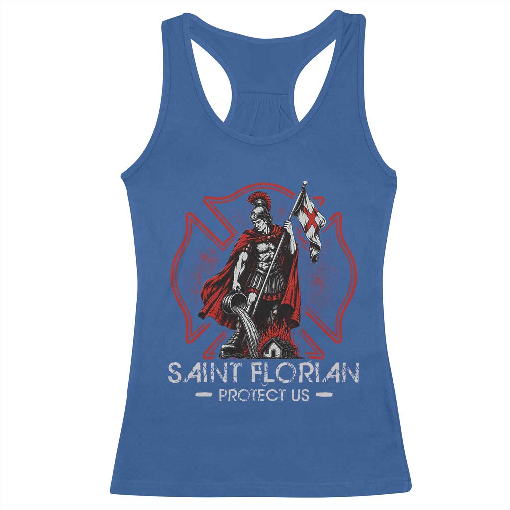 Saint Florian Protect Us Racerback Tank Top Patron Saint of Firefighters Catholic Christian Fireman