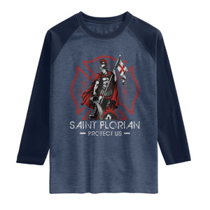 Saint Florian Protect Us Raglan Shirt Patron Saint of Firefighters Catholic Christian Fireman