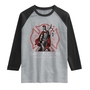 Saint Florian Protect Us Raglan Shirt Patron Saint of Firefighters Catholic Christian Fireman