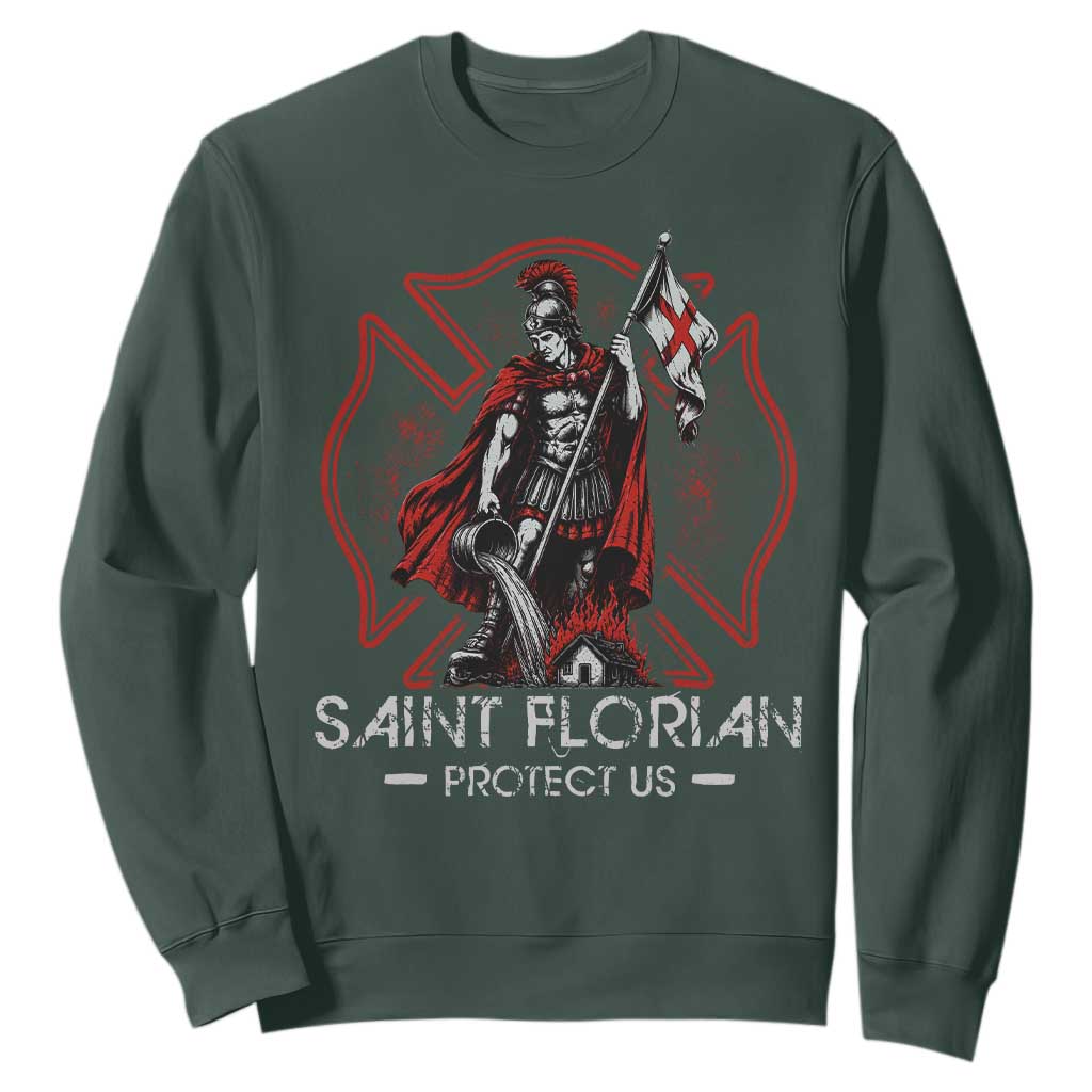 Saint Florian Protect Us Sweatshirt Patron Saint of Firefighters Catholic Christian Fireman