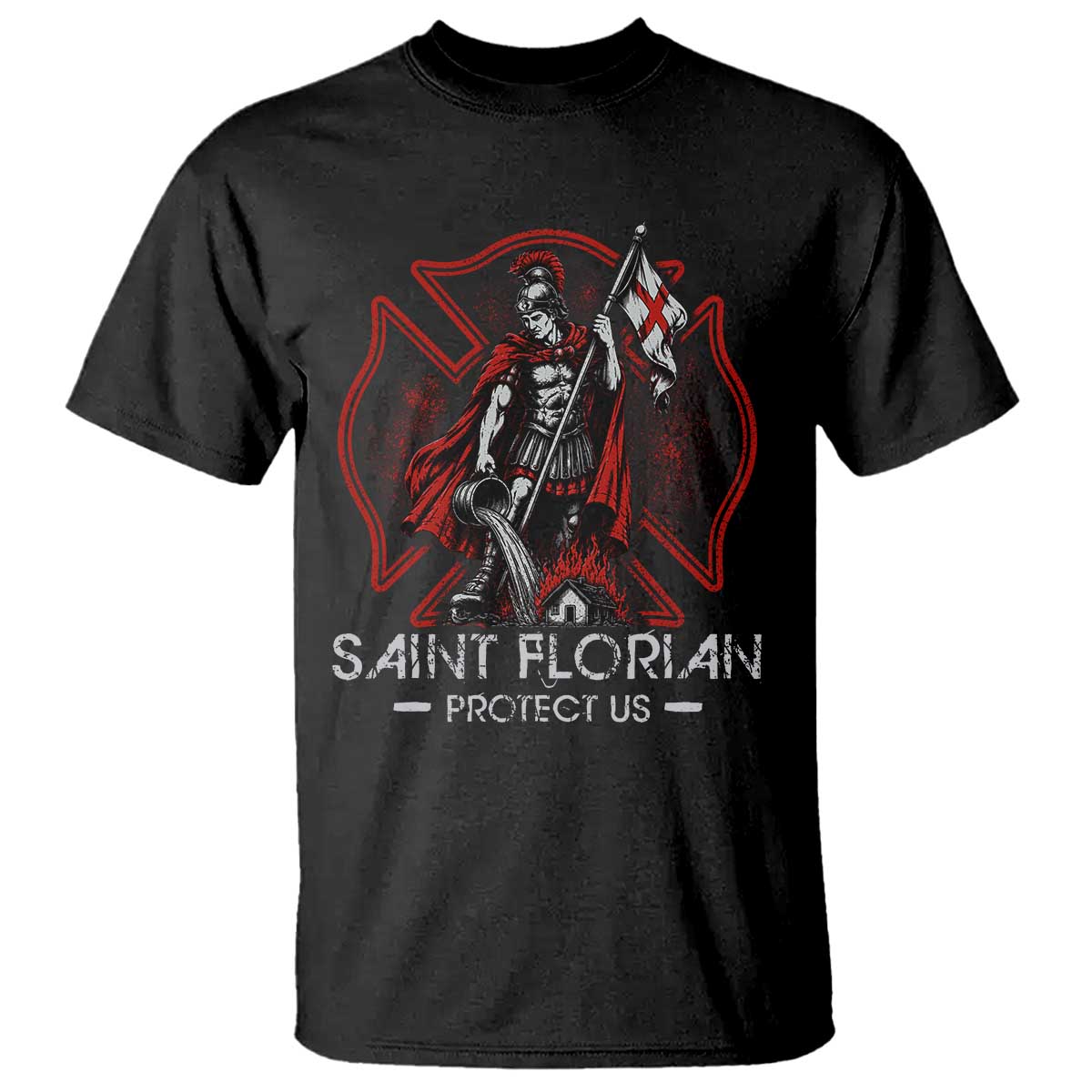 Saint Florian Protect Us T Shirt Patron Saint of Firefighters Catholic Christian Fireman
