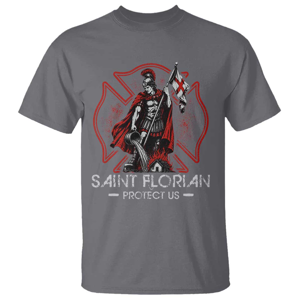 Saint Florian Protect Us T Shirt Patron Saint of Firefighters Catholic Christian Fireman