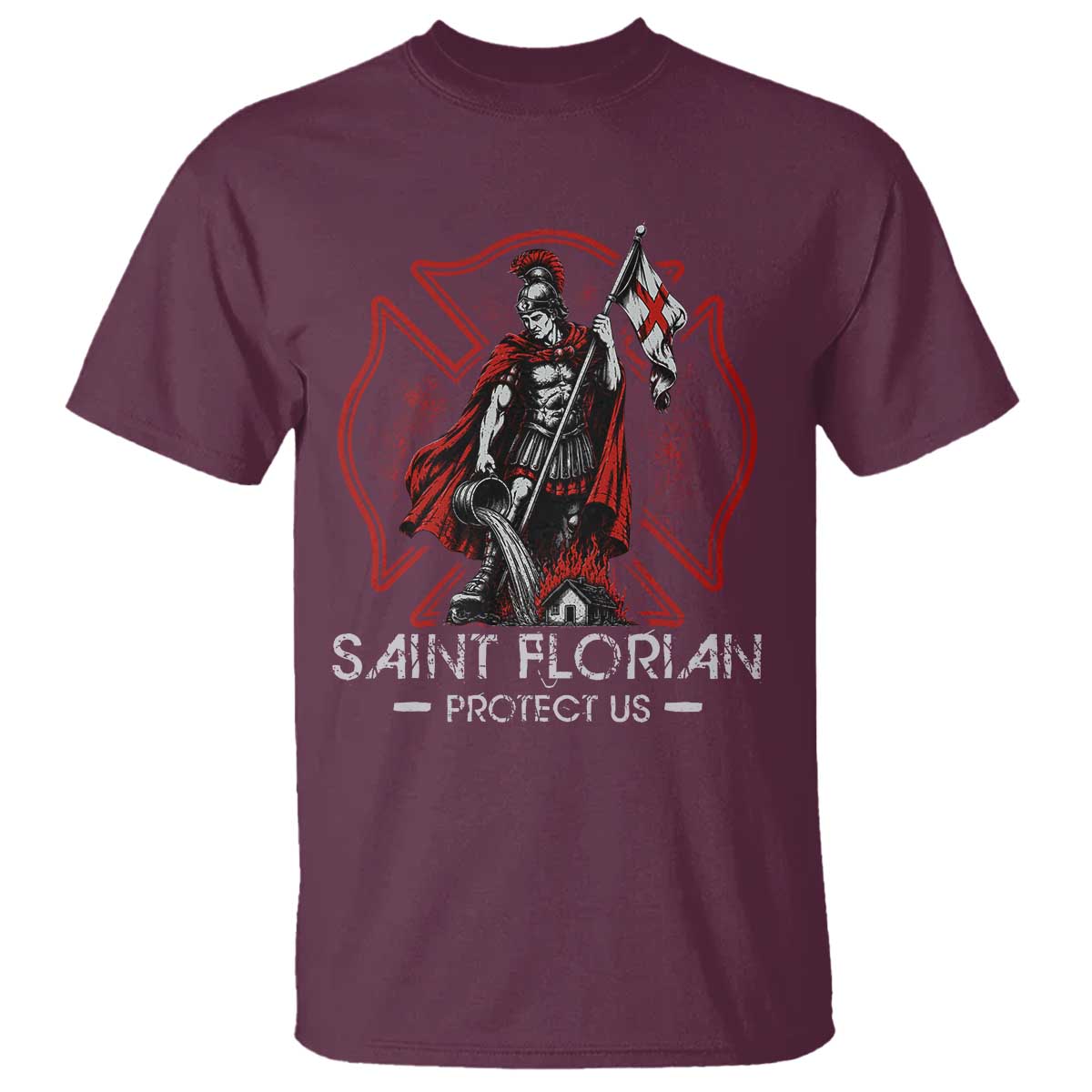 Saint Florian Protect Us T Shirt Patron Saint of Firefighters Catholic Christian Fireman