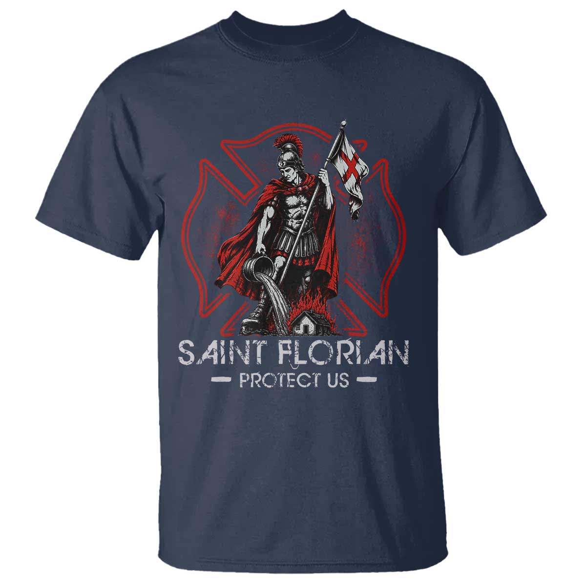 Saint Florian Protect Us T Shirt Patron Saint of Firefighters Catholic Christian Fireman