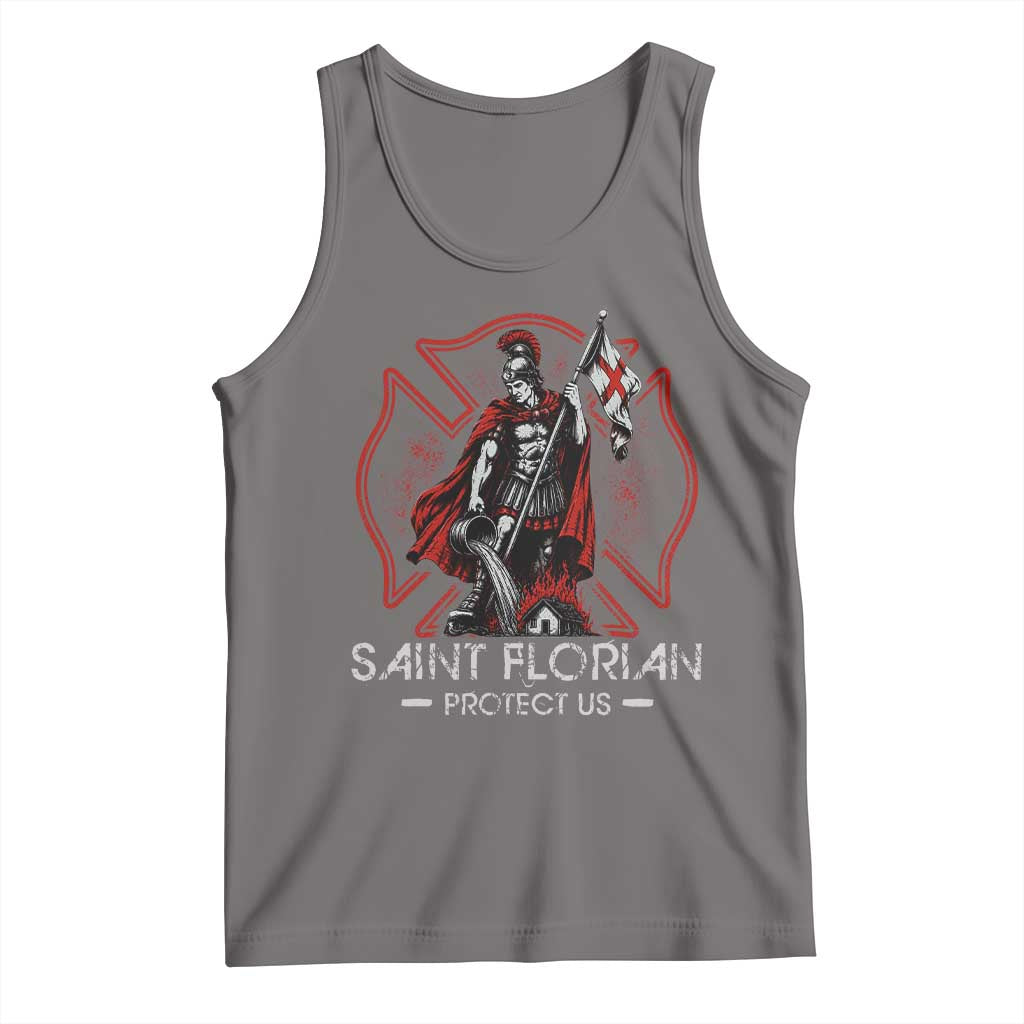 Saint Florian Protect Us Tank Top Patron Saint of Firefighters Catholic Christian Fireman