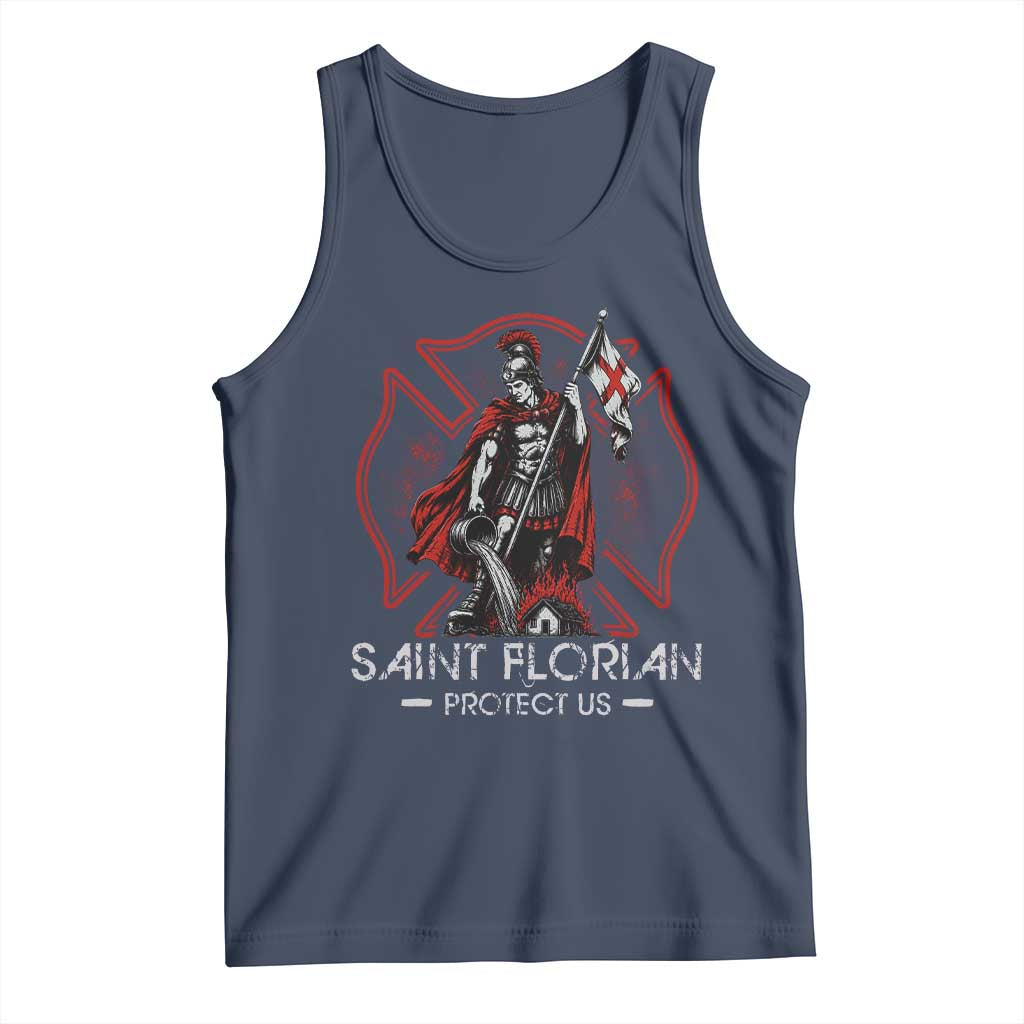 Saint Florian Protect Us Tank Top Patron Saint of Firefighters Catholic Christian Fireman