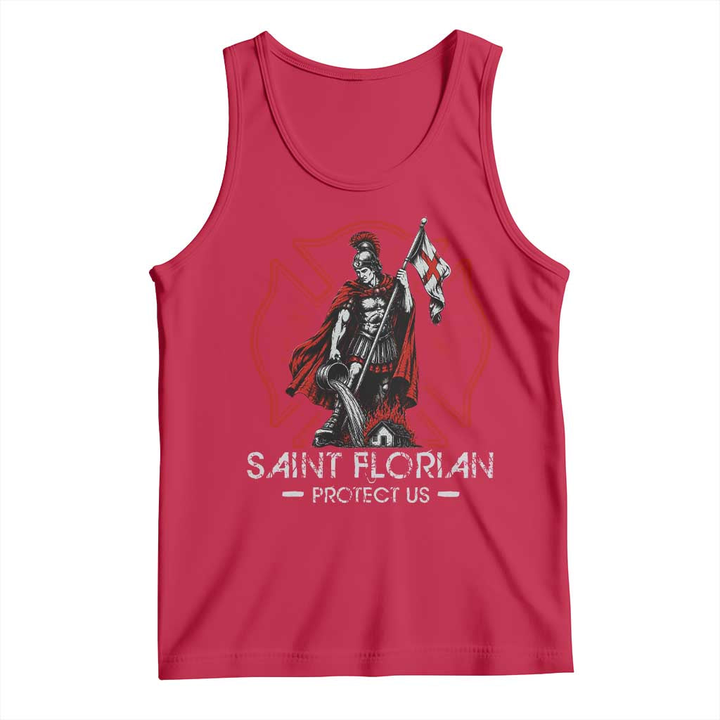 Saint Florian Protect Us Tank Top Patron Saint of Firefighters Catholic Christian Fireman