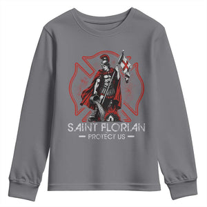 Saint Florian Protect Us Youth Sweatshirt Patron Saint of Firefighters Catholic Christian Fireman