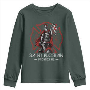 Saint Florian Protect Us Youth Sweatshirt Patron Saint of Firefighters Catholic Christian Fireman