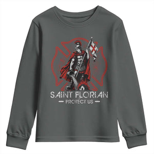 Saint Florian Protect Us Youth Sweatshirt Patron Saint of Firefighters Catholic Christian Fireman