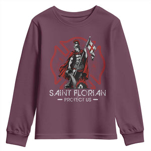 Saint Florian Protect Us Youth Sweatshirt Patron Saint of Firefighters Catholic Christian Fireman