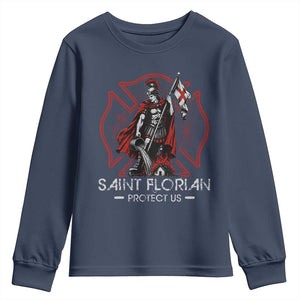 Saint Florian Protect Us Youth Sweatshirt Patron Saint of Firefighters Catholic Christian Fireman