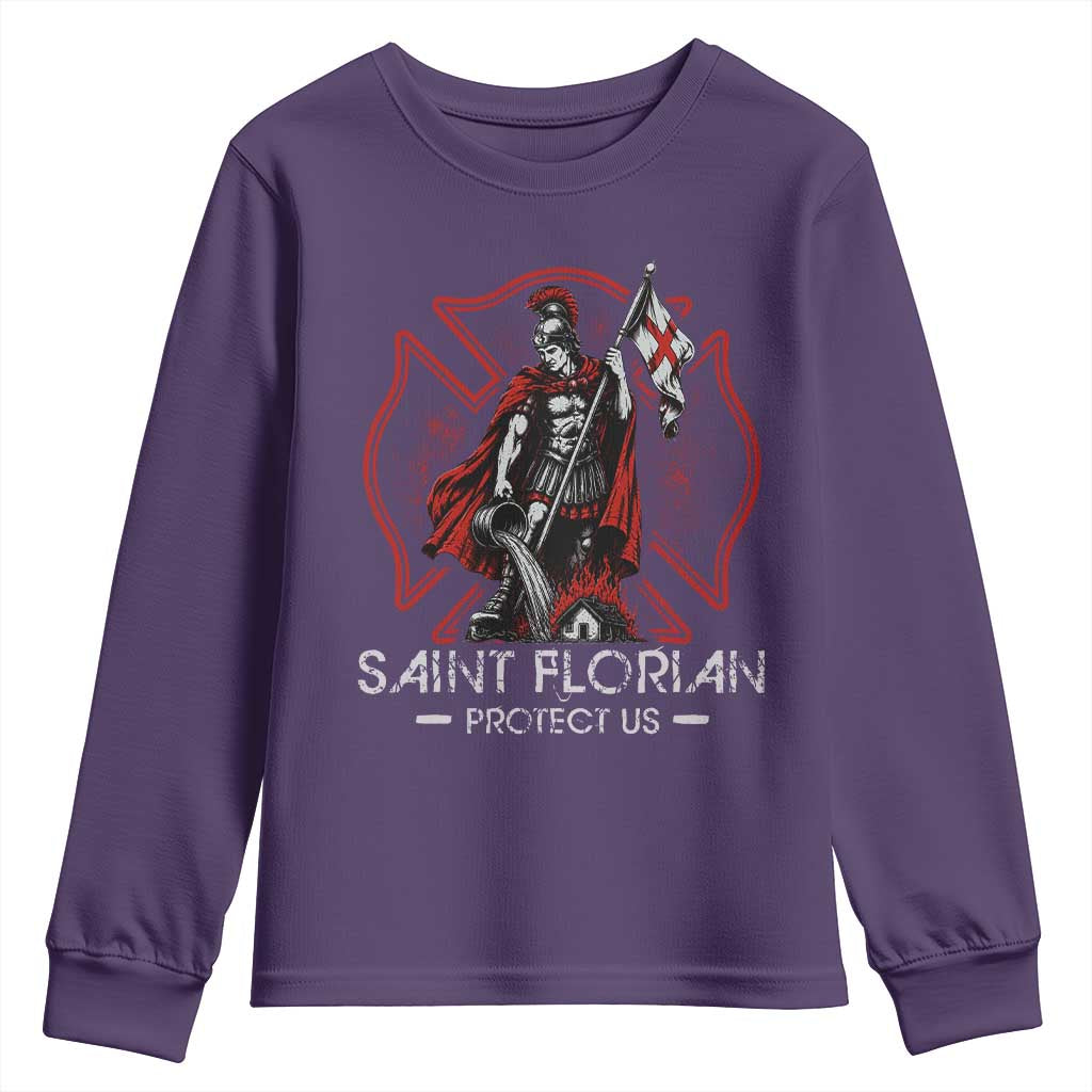 Saint Florian Protect Us Youth Sweatshirt Patron Saint of Firefighters Catholic Christian Fireman
