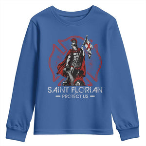Saint Florian Protect Us Youth Sweatshirt Patron Saint of Firefighters Catholic Christian Fireman