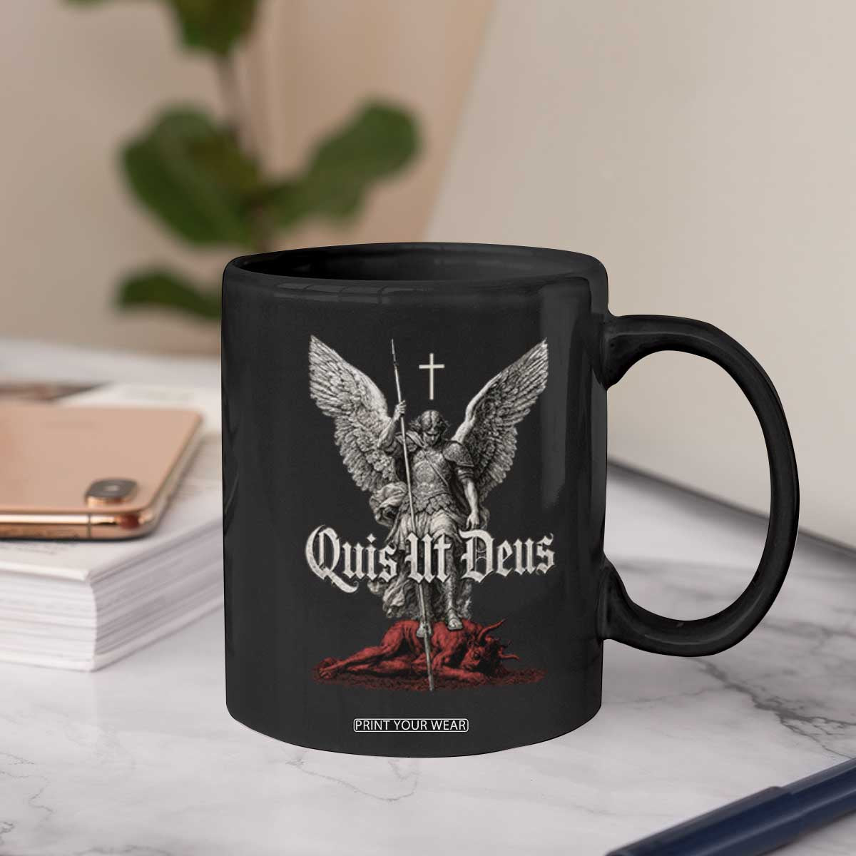 Saint Michael The Archangel Coffee Mug Quis Ut Deus Catholic Prayer Christian Saints
